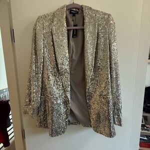 Express Sequin Open Front Blazer